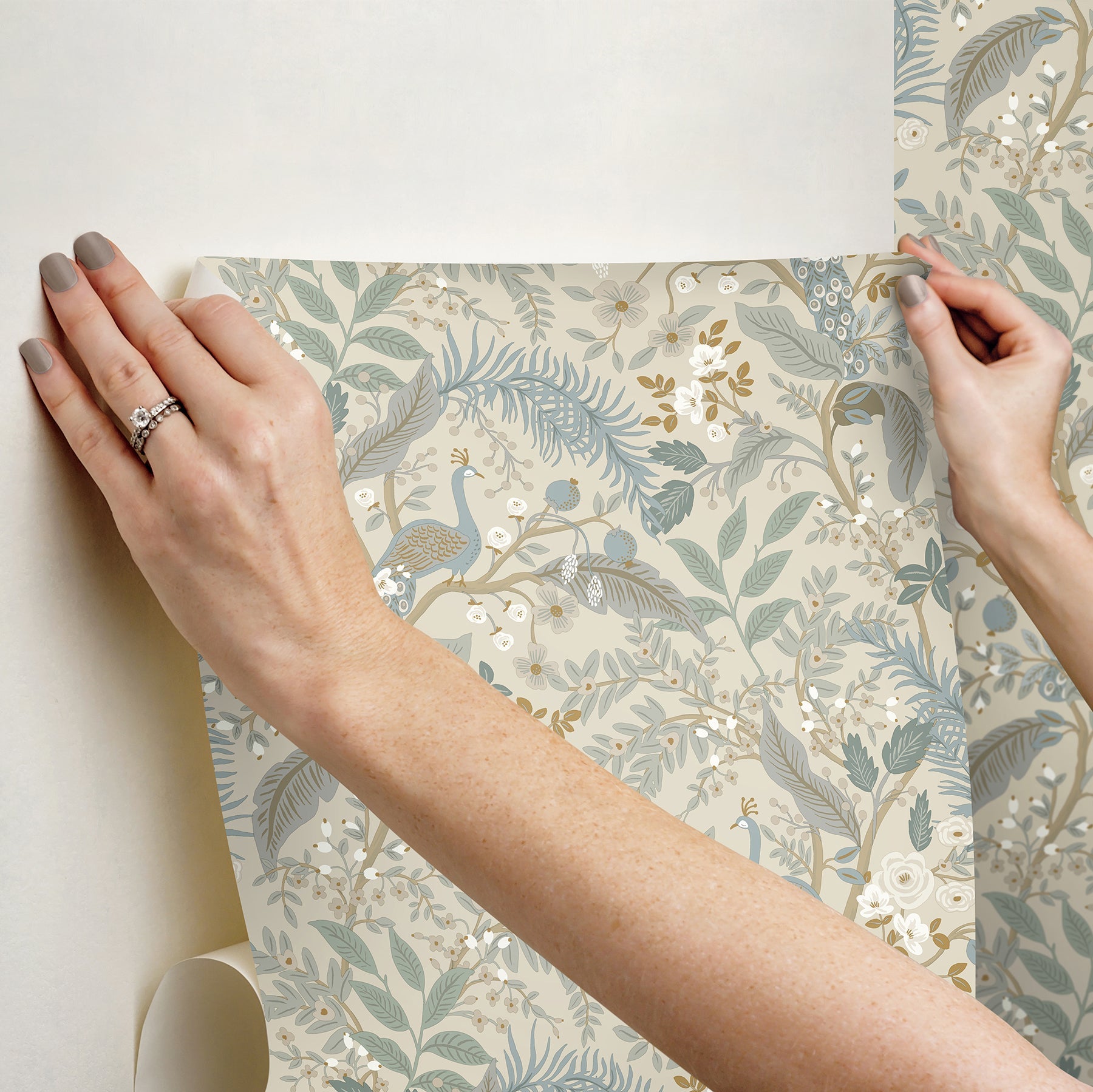 Peacock Garden Peel + Stick Wallpaper Peel and Stick Wallpaper Rifle Paper Co.   