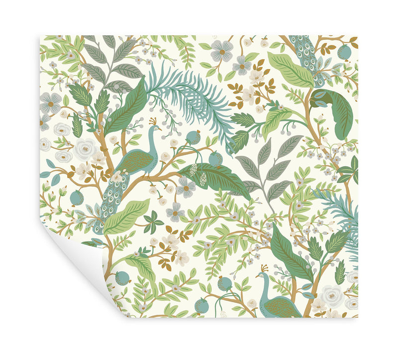 Peacock Garden Peel + Stick Wallpaper Peel and Stick Wallpaper Rifle Paper Co.   
