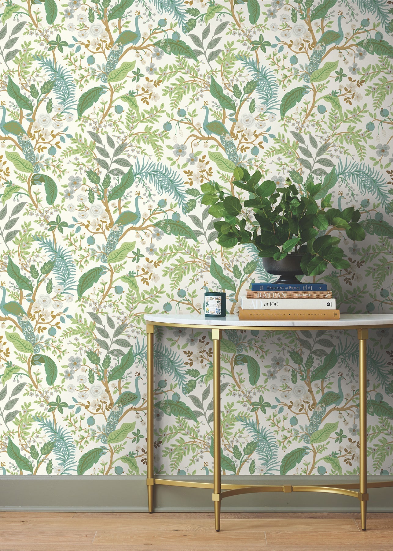 Peacock Garden Peel + Stick Wallpaper Peel and Stick Wallpaper Rifle Paper Co.   