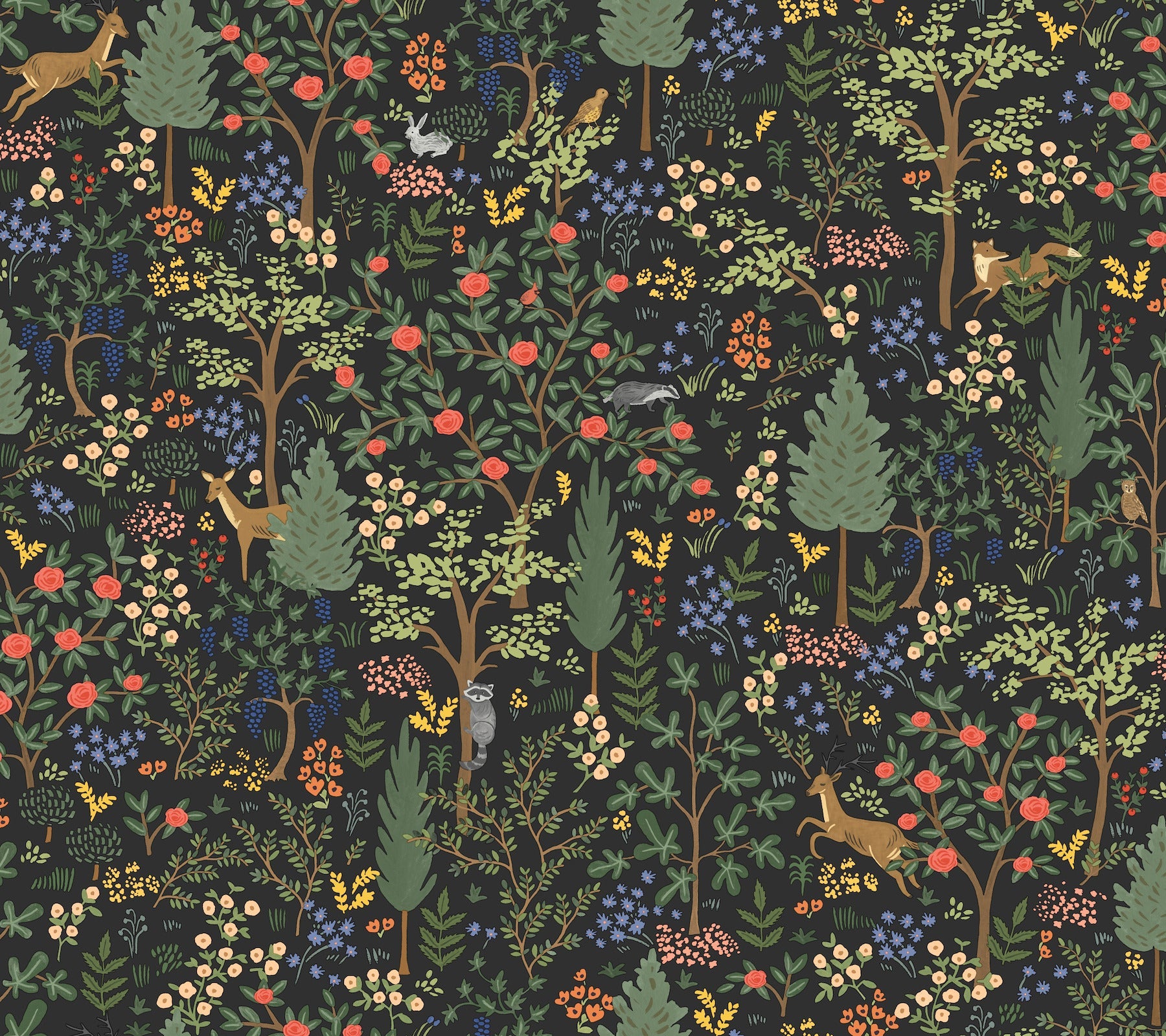 Woodland Peel + Stick Wallpaper Peel and Stick Wallpaper Rifle Paper Co. Roll Black 