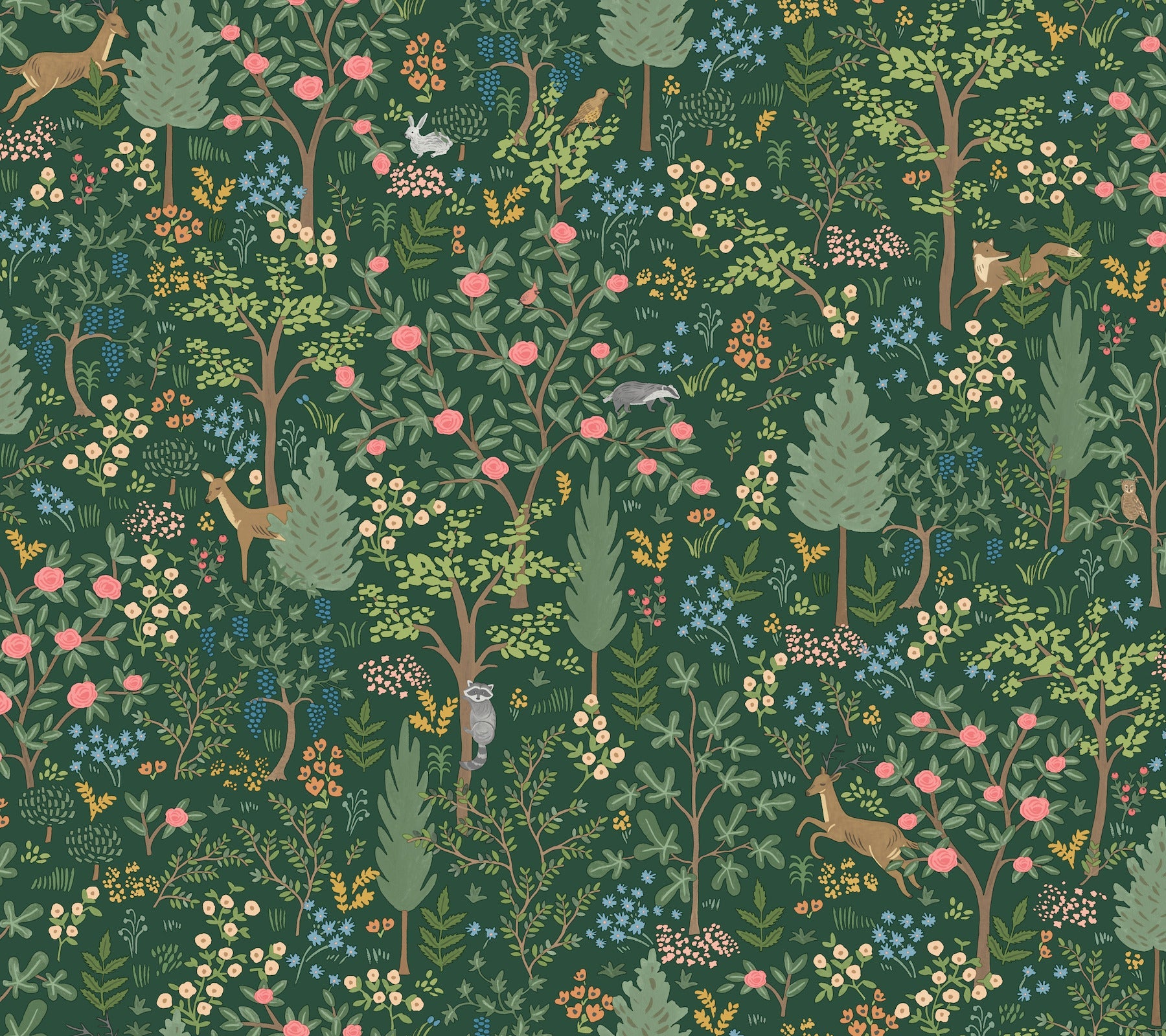 Woodland Peel + Stick Wallpaper Peel and Stick Wallpaper Rifle Paper Co. Roll Emerald 