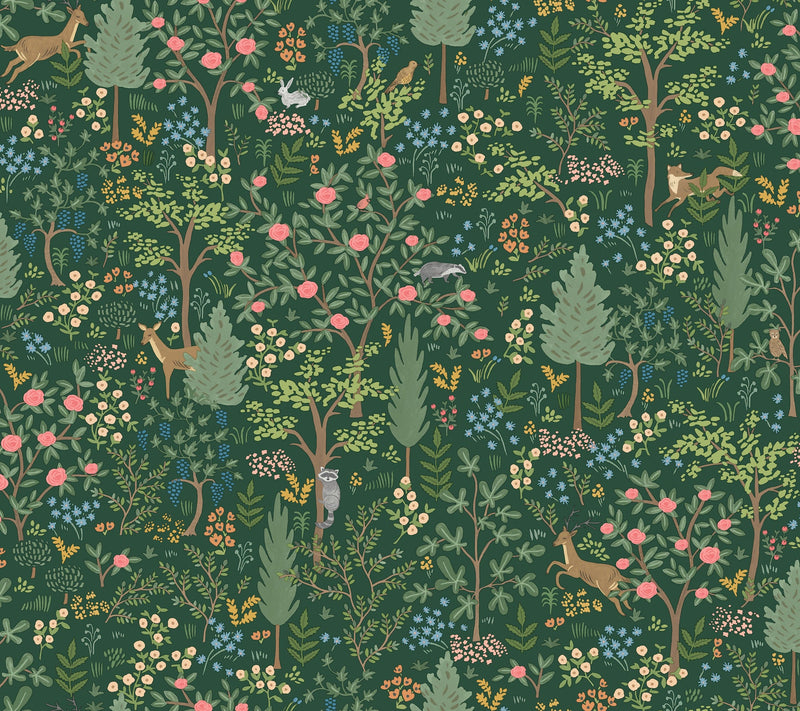 Woodland Peel + Stick Wallpaper Peel and Stick Wallpaper Rifle Paper Co. Roll Emerald 