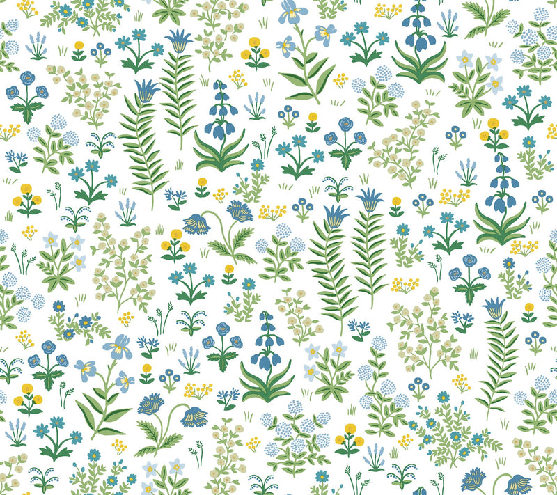 Menagerie Garden Peel + Stick Wallpaper Peel and Stick Wallpaper Rifle Paper Co. Roll Blue Multi 