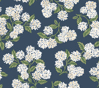 Hydrangea Wallpaper P&S Wallpaper Rifle Paper Co. Roll Navy & White