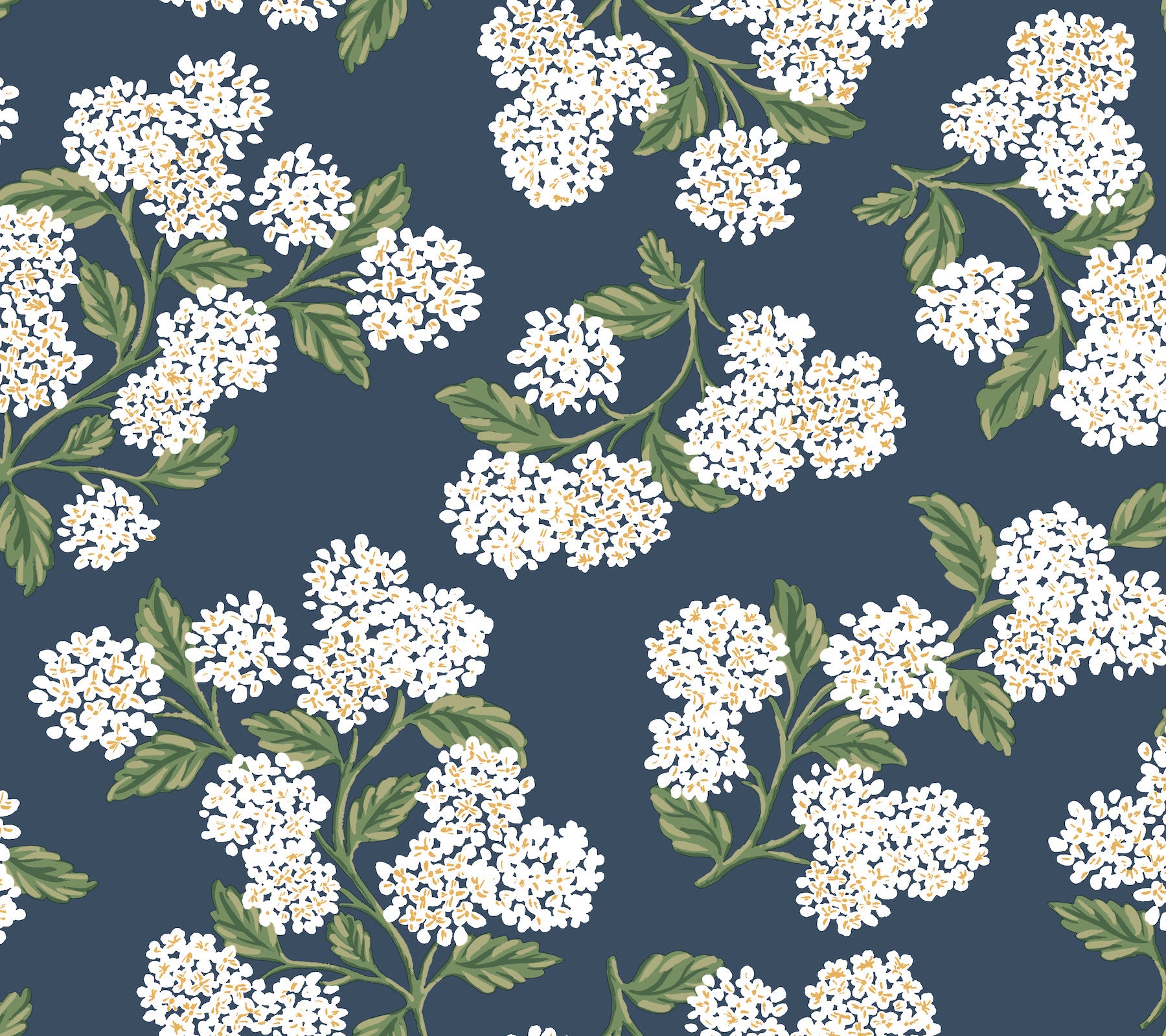 Hydrangea Wallpaper P&S Wallpaper Rifle Paper Co. Roll Navy & White