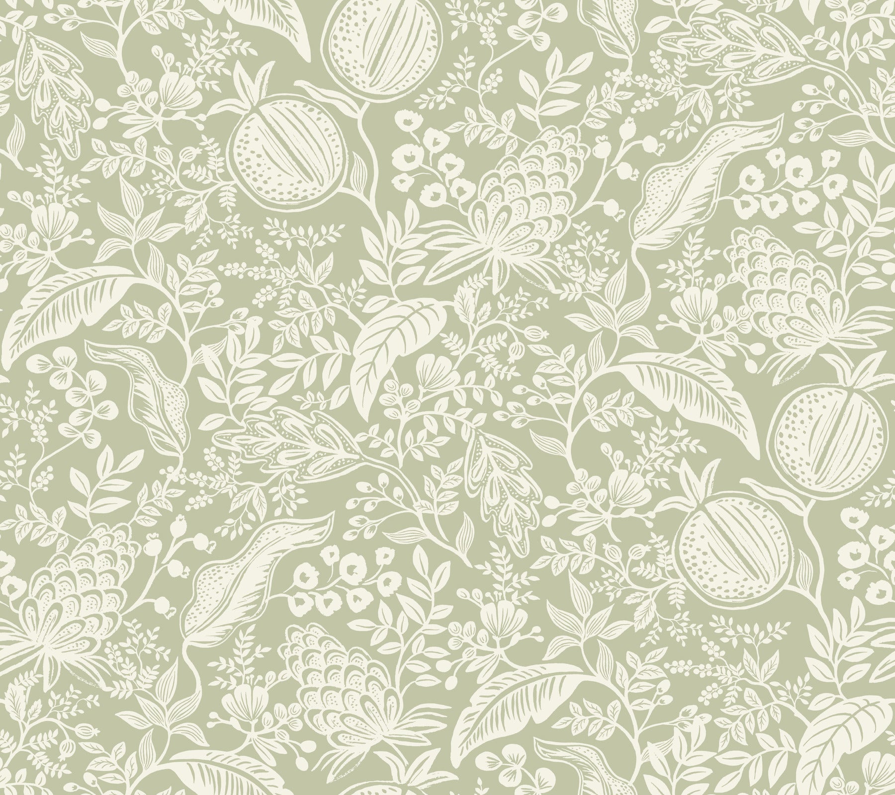 Pomegranate Wallpaper P&S Wallpaper Rifle Paper Co. Roll Pistachio