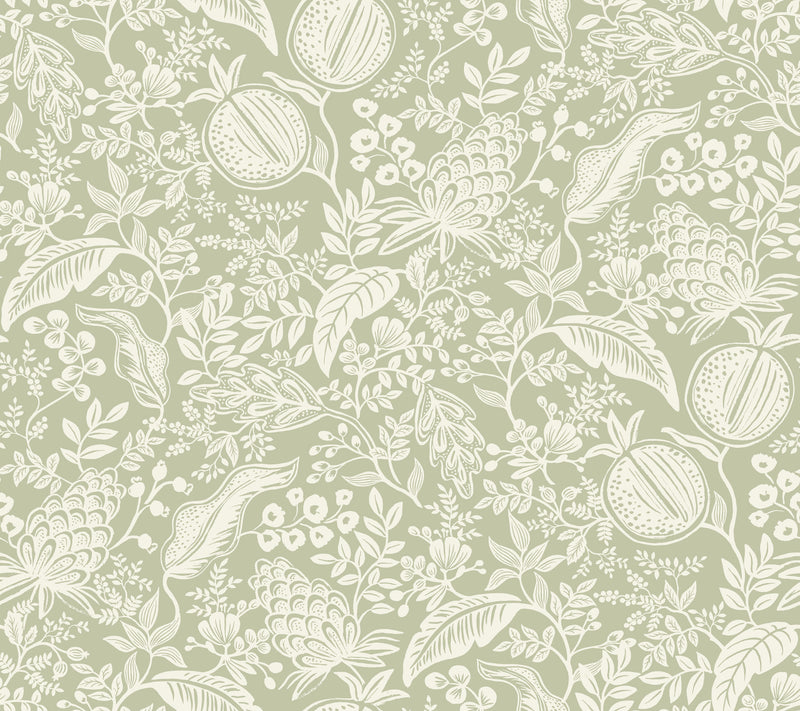 Pomegranate Wallpaper P&S Wallpaper Rifle Paper Co. Roll Pistachio