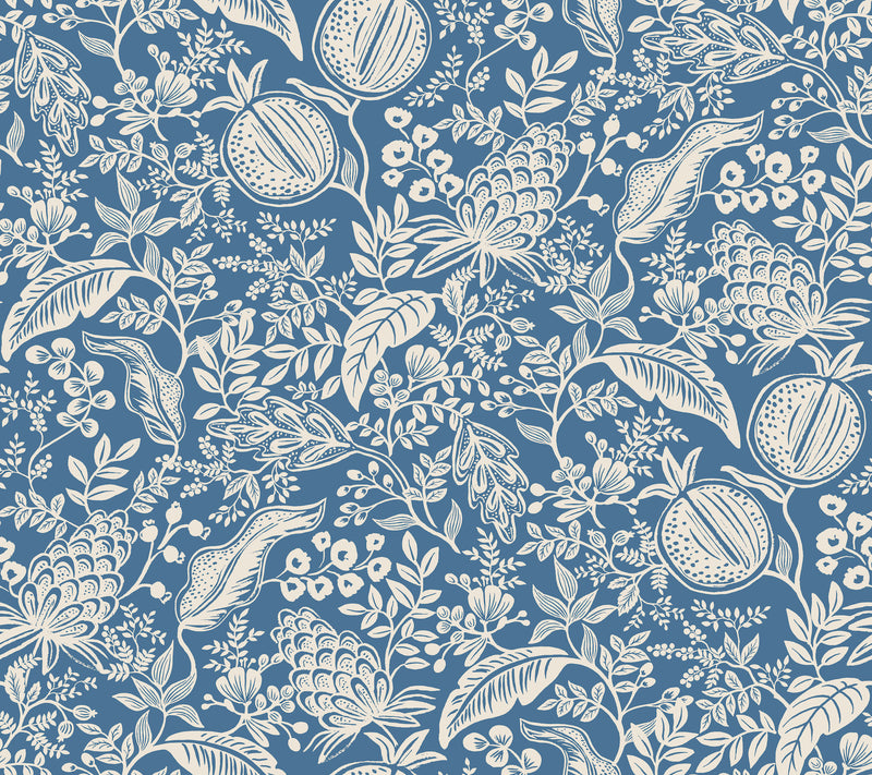 Pomegranate Wallpaper P&S Wallpaper Rifle Paper Co. Roll Blue & Ivory