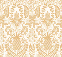 Pineapple Damask Wallpaper Wallpaper Rifle Paper Co. Roll White & Gold 