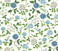 Roses Wallpaper Wallpaper Rifle Paper Co. Roll White & Blue 