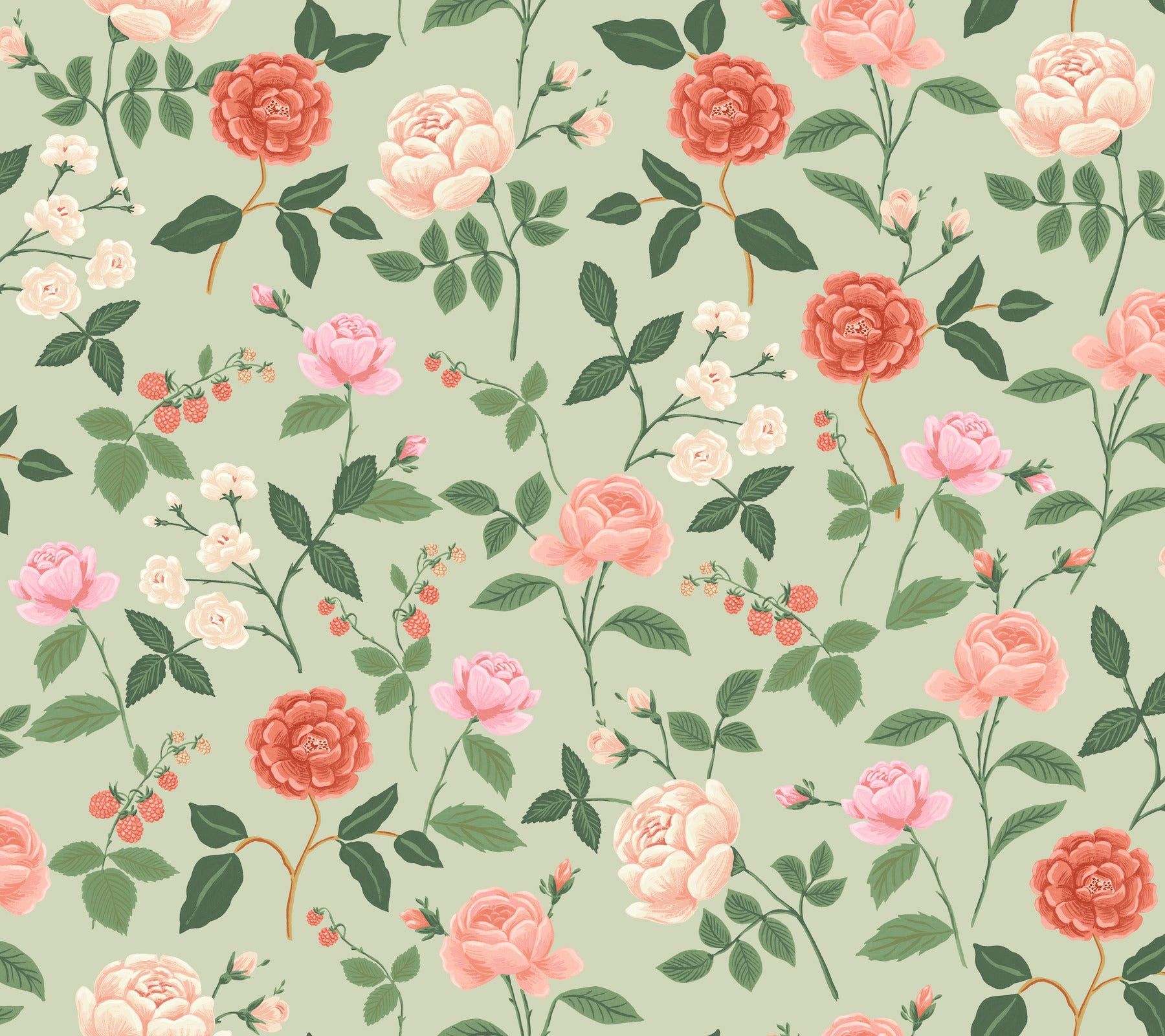 Roses Wallpaper Wallpaper Rifle Paper Co. Roll Mint 