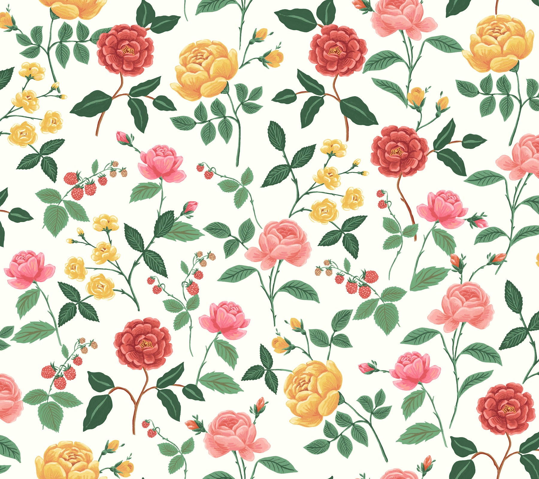 Roses Wallpaper Wallpaper Rifle Paper Co. Roll White & Blush 