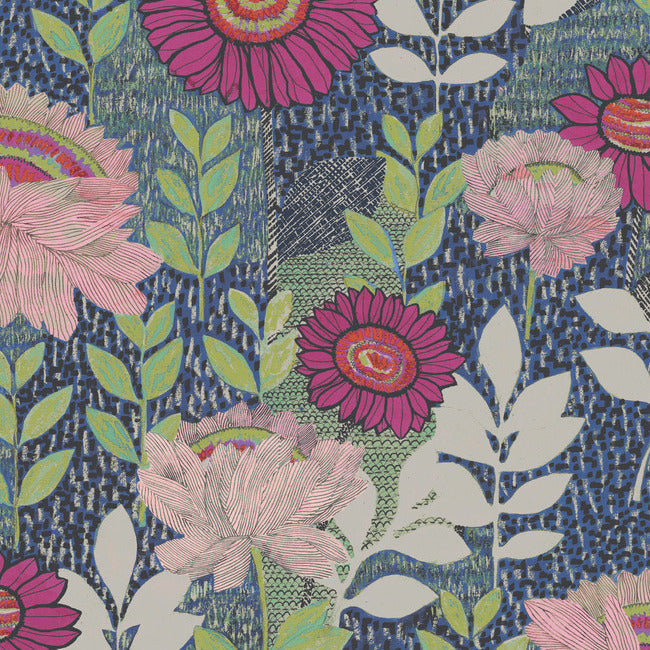 Tamara Day Botanical Garden Wallpaper Peel and Stick Wallpaper RoomMates Roll Navy/Muliti 