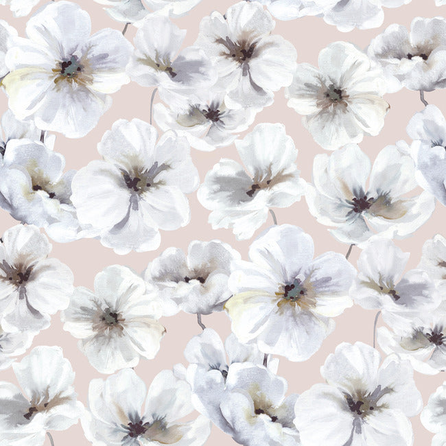Tamara Day Hawthorn Blossom Wallpaper Peel and Stick Wallpaper RoomMates Roll Blush 