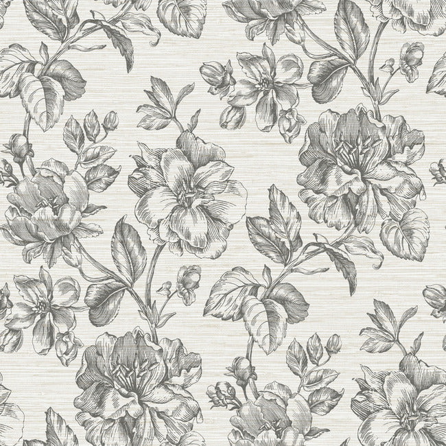 Tamara Day Flower Girl Wallpaper Peel and Stick Wallpaper RoomMates Roll Charcoal 