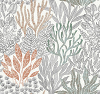 Coral Leaves Wallpaper Wallpaper York Wallcoverings Double Roll Coral Black 
