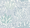Coral Leaves Wallpaper Wallpaper York Wallcoverings Double Roll Blue/Aqua 
