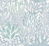 Coral Leaves Wallpaper Wallpaper York Wallcoverings Double Roll Blue/Aqua 