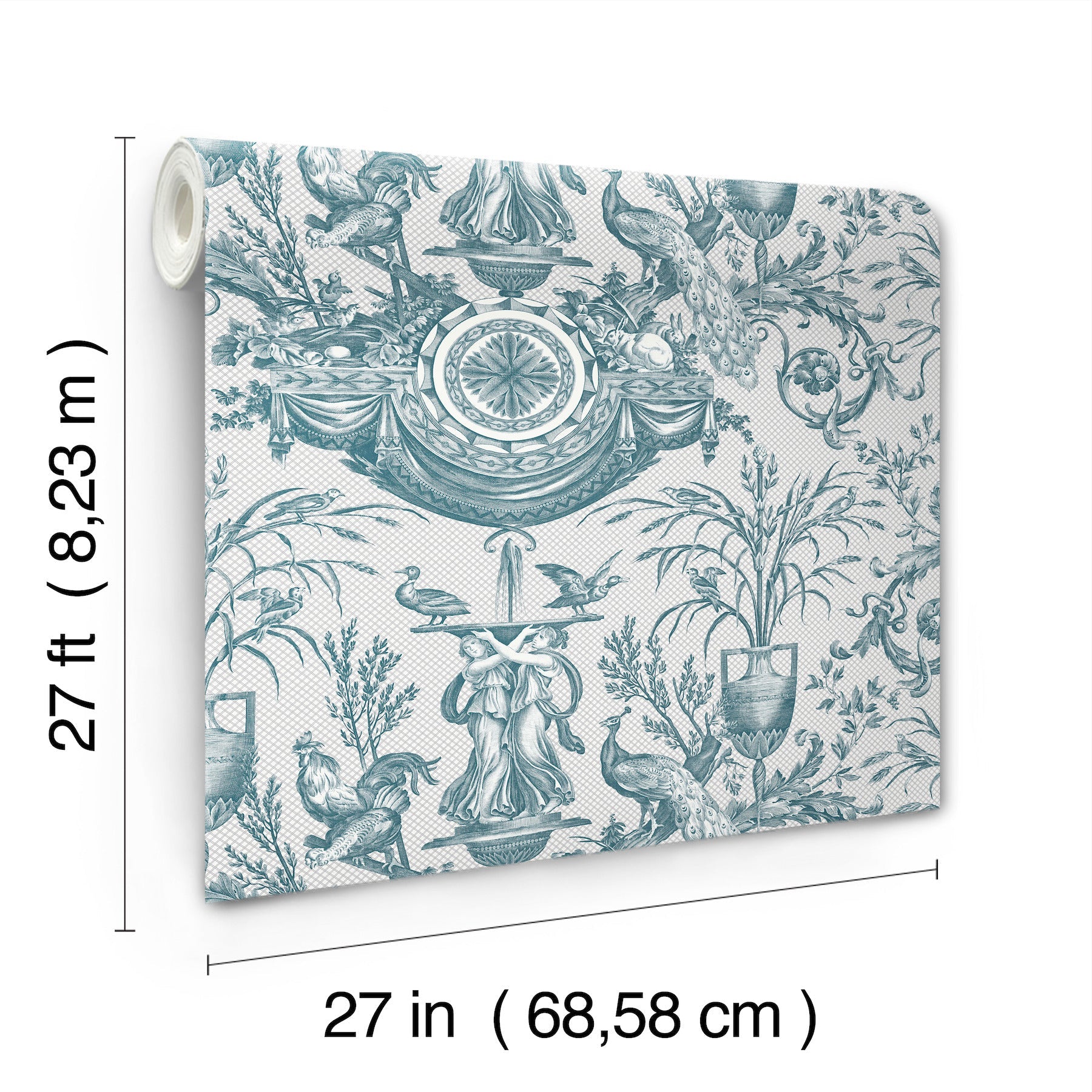 Avian Fountain Toile Wallpaper Wallpaper York Wallcoverings   