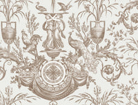 Avian Fountain Toile Wallpaper Wallpaper York Wallcoverings Double Roll Mink 