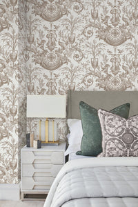 Avian Fountain Toile Wallpaper Wallpaper York Wallcoverings   