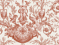 Avian Fountain Toile Wallpaper Wallpaper York Wallcoverings Double Roll Brick 