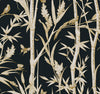 Bambou Toile Wallpaper Wallpaper York Wallcoverings Double Roll Black 