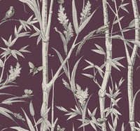 Bambou Toile Wallpaper Wallpaper York Wallcoverings Double Roll Burgundy 