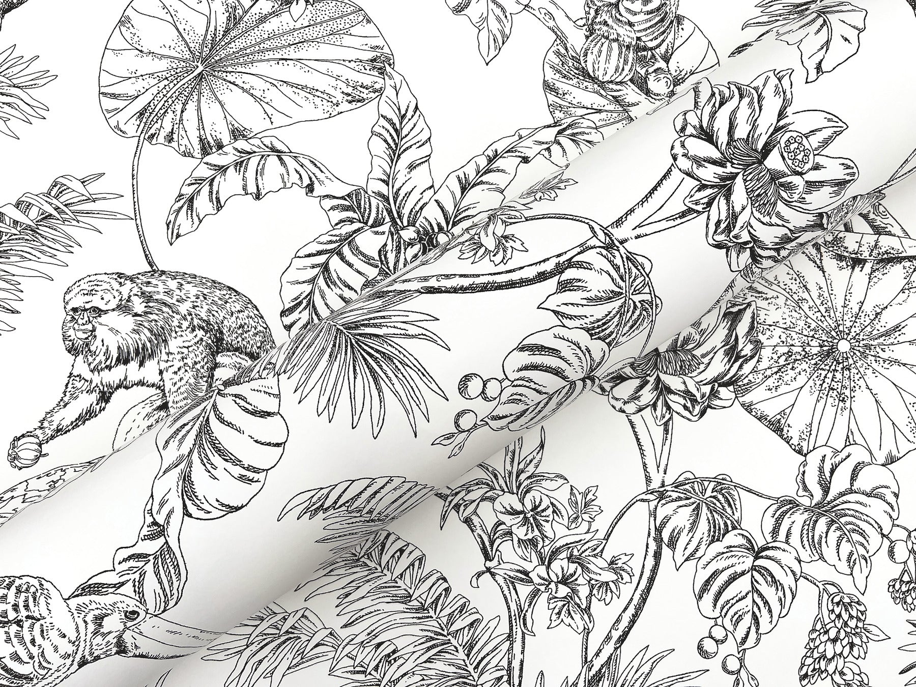 Tropical Sketch Toile Wallpaper Wallpaper York Wallcoverings   