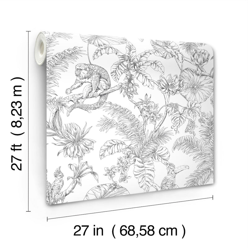 Tropical Sketch Toile Wallpaper Wallpaper York Wallcoverings   