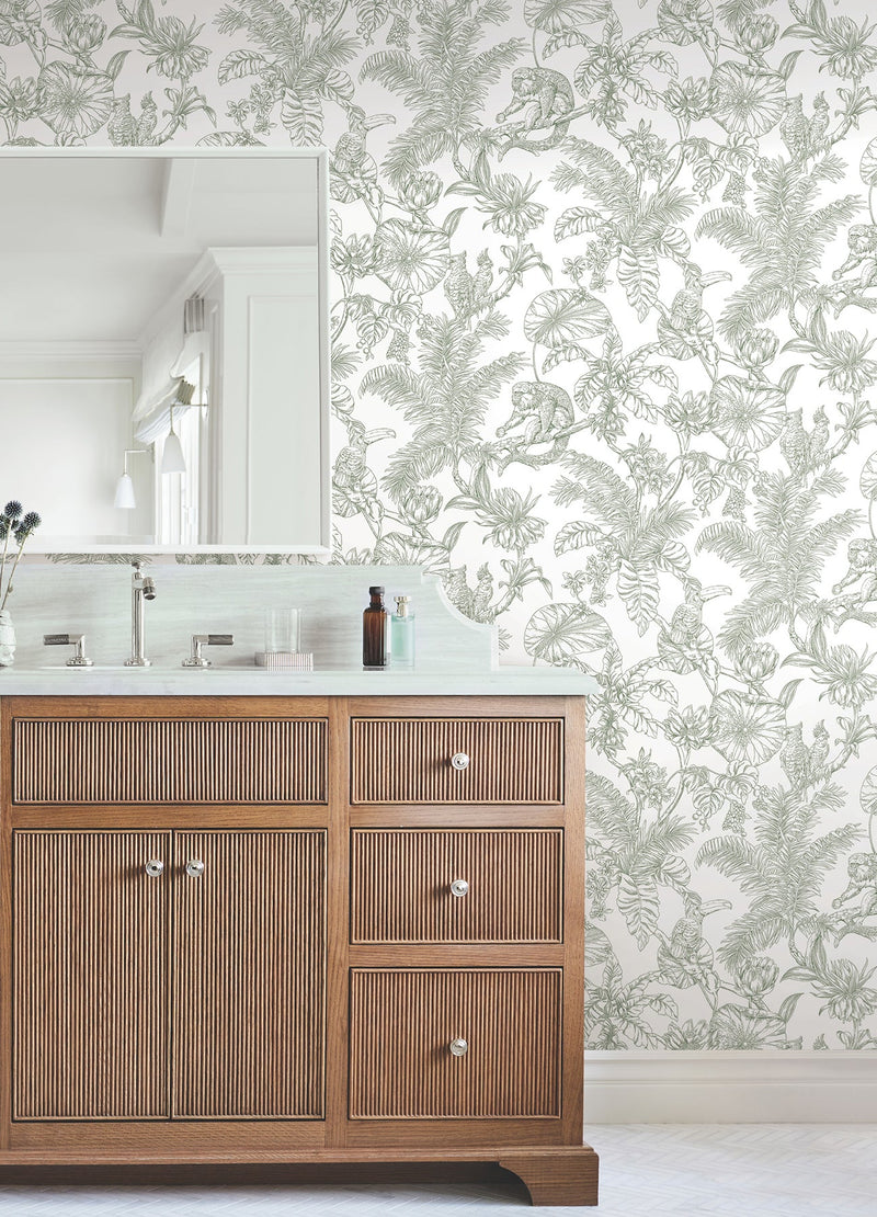 Tropical Sketch Toile Wallpaper Wallpaper York Wallcoverings   