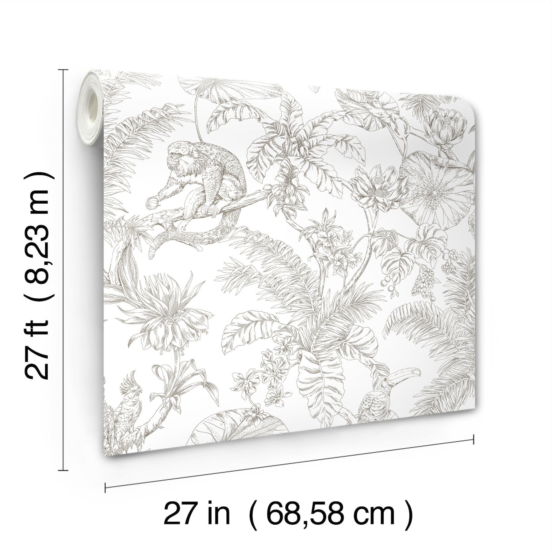 Tropical Sketch Toile Wallpaper Wallpaper York Wallcoverings   