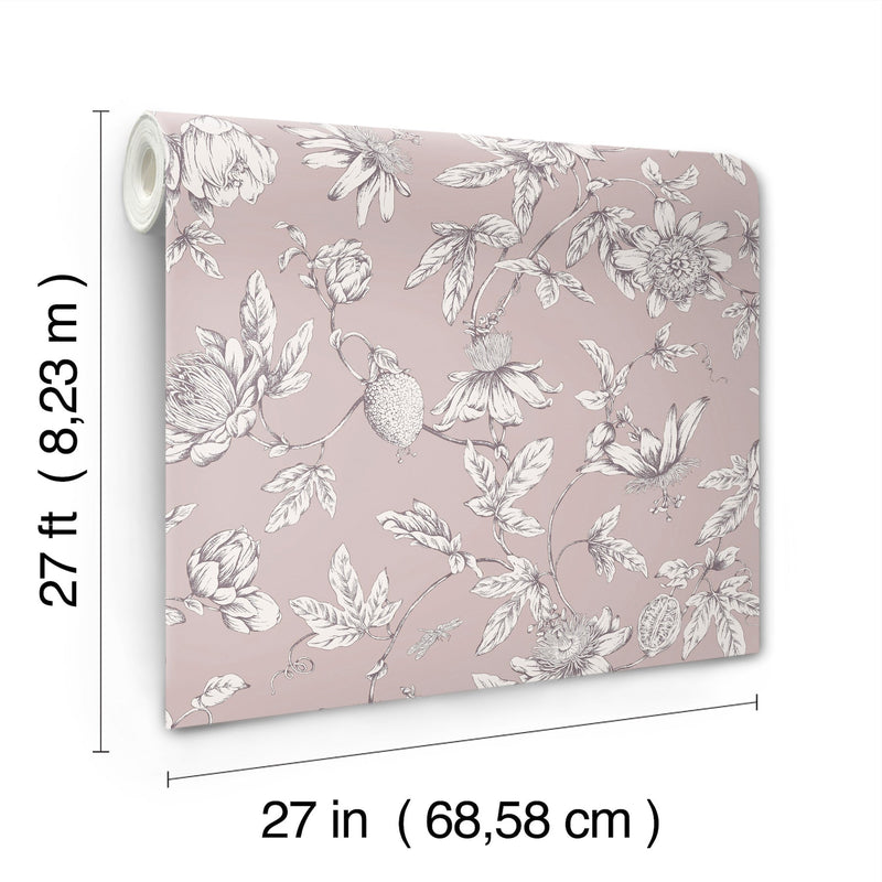 Passion Flower Toile Wallpaper Wallpaper York Wallcoverings   