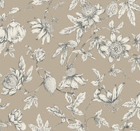 Passion Flower Toile Wallpaper Wallpaper York Wallcoverings Double Roll Linen 