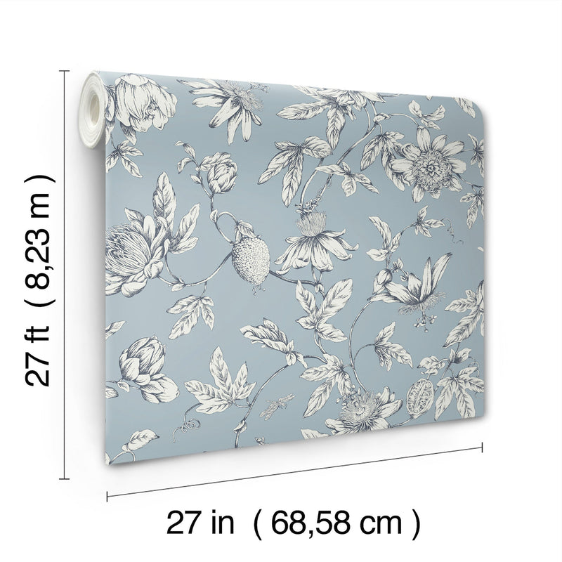 Passion Flower Toile Wallpaper Wallpaper York Wallcoverings   