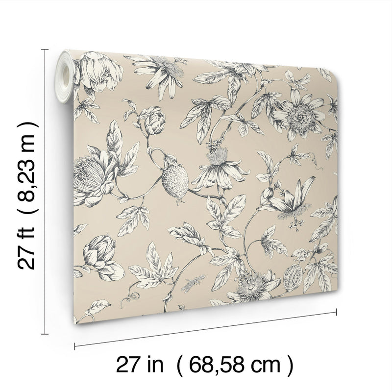 Passion Flower Toile Wallpaper Wallpaper York Wallcoverings   
