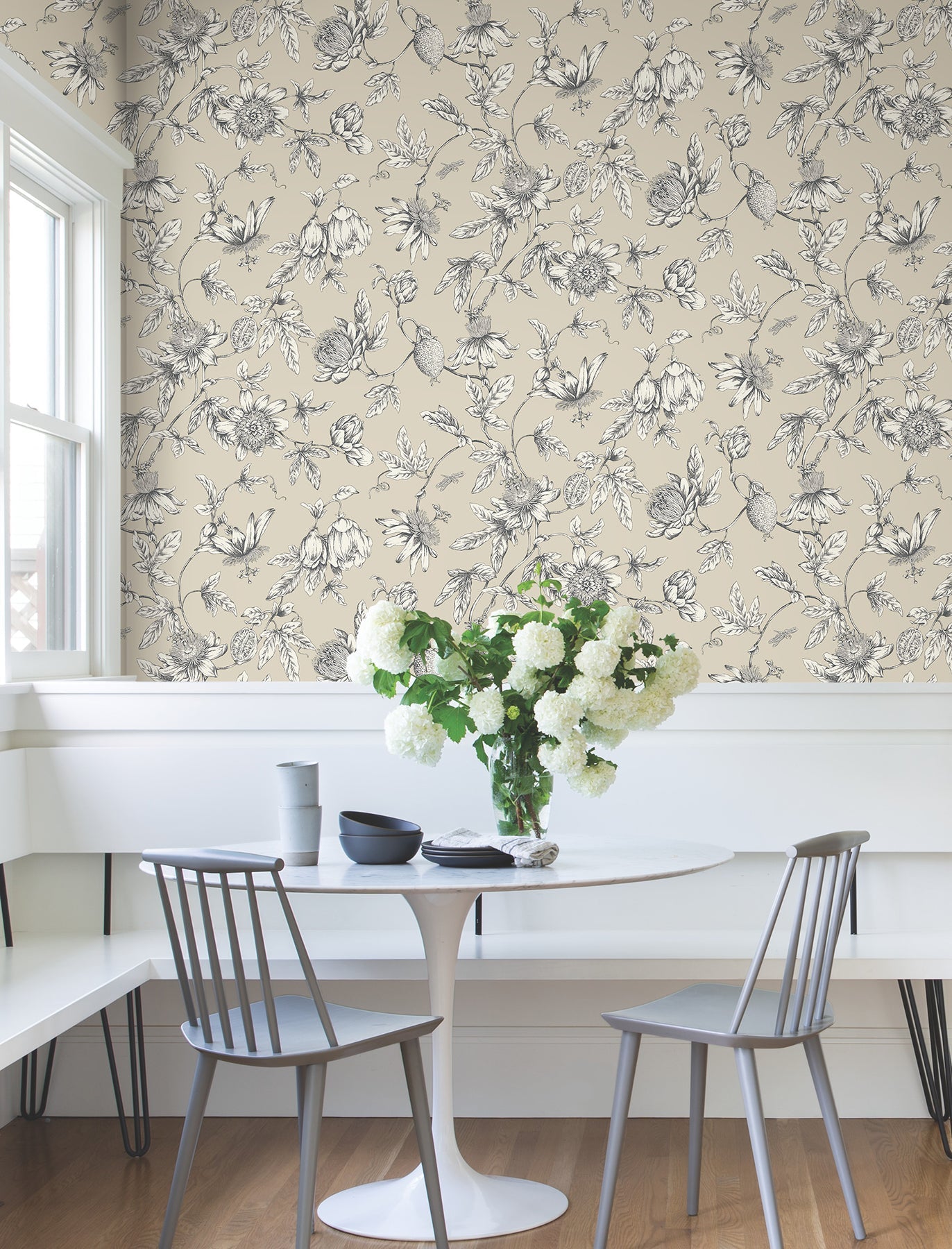 Passion Flower Toile Wallpaper Wallpaper York Wallcoverings   