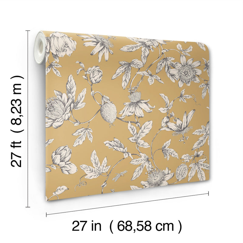 Passion Flower Toile Wallpaper Wallpaper York Wallcoverings   