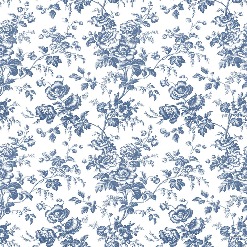 Anemone Toile Wallpaper Wallpaper York Wallcoverings Double Roll Navy 