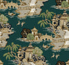 Pagoda and Sampan Scenic Wallpaper Wallpaper York Wallcoverings Double Roll Forest 