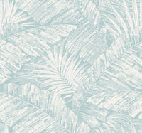 Palm Cove Toile Wallpaper Wallpaper York Wallcoverings Double Roll White/Blue 
