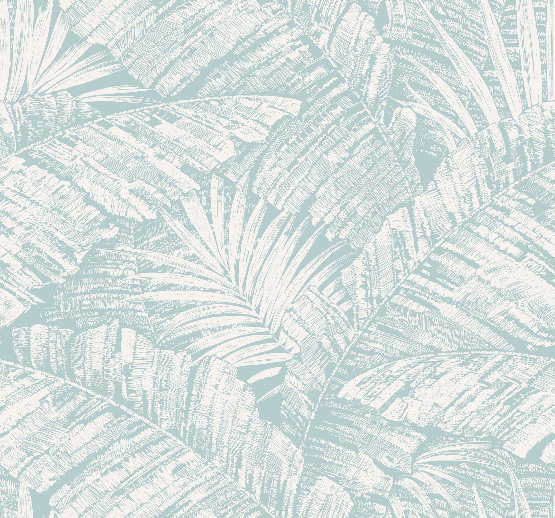 Palm Cove Toile Wallpaper Wallpaper York Wallcoverings Double Roll White/Blue 