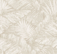 Palm Cove Toile Wallpaper Wallpaper York Wallcoverings Double Roll White/Taupe 