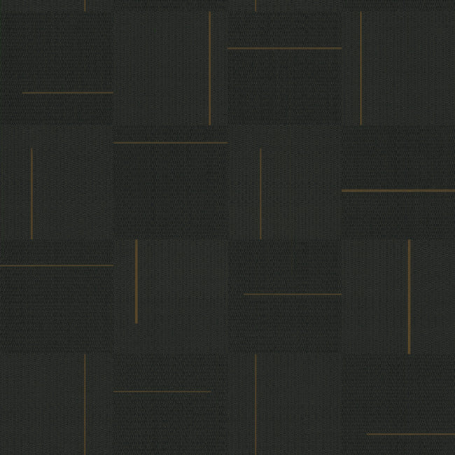 Geo Block Weave Wallpaper Wallpaper York Wallcoverings Double Roll Black 