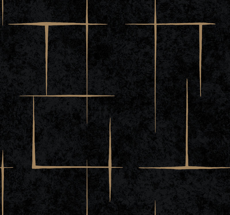 Malia Wallpaper Wallpaper Ronald Redding Roll Gold & Black