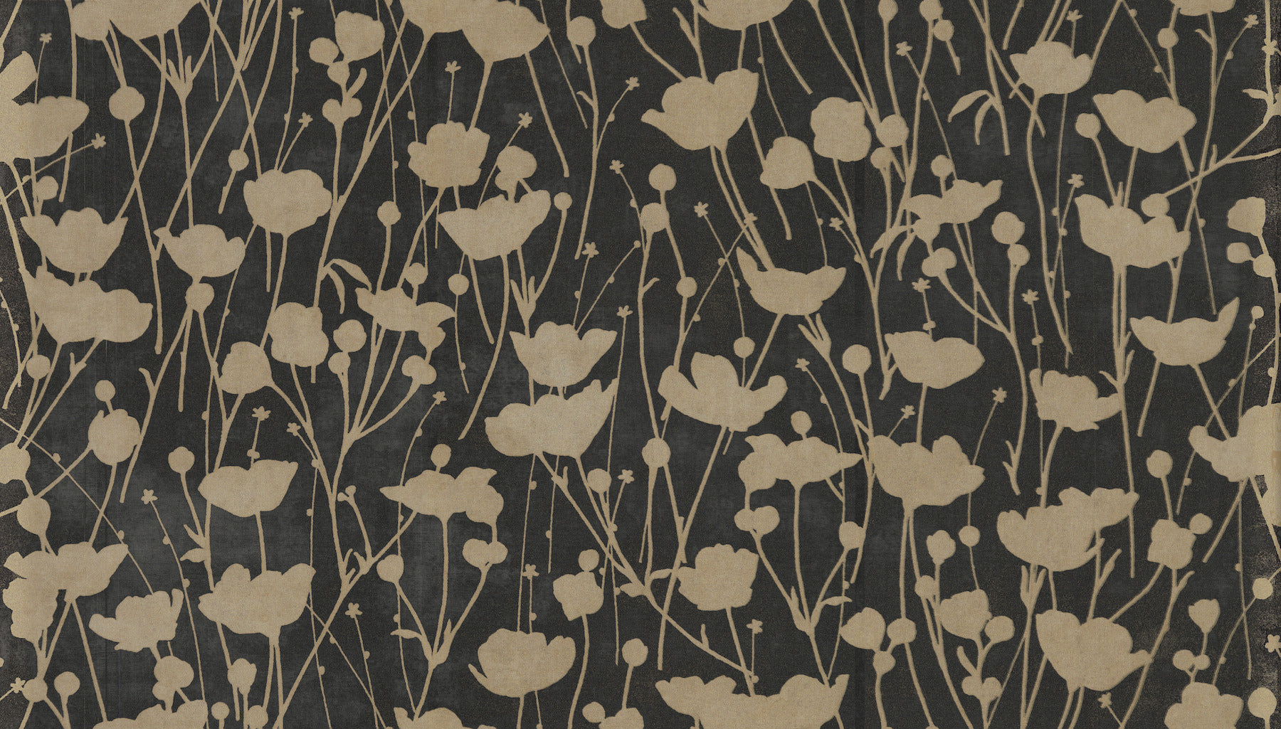 Shimmering Poppies Wallpaper Wallpaper Ronald Redding Yard Black & Gold