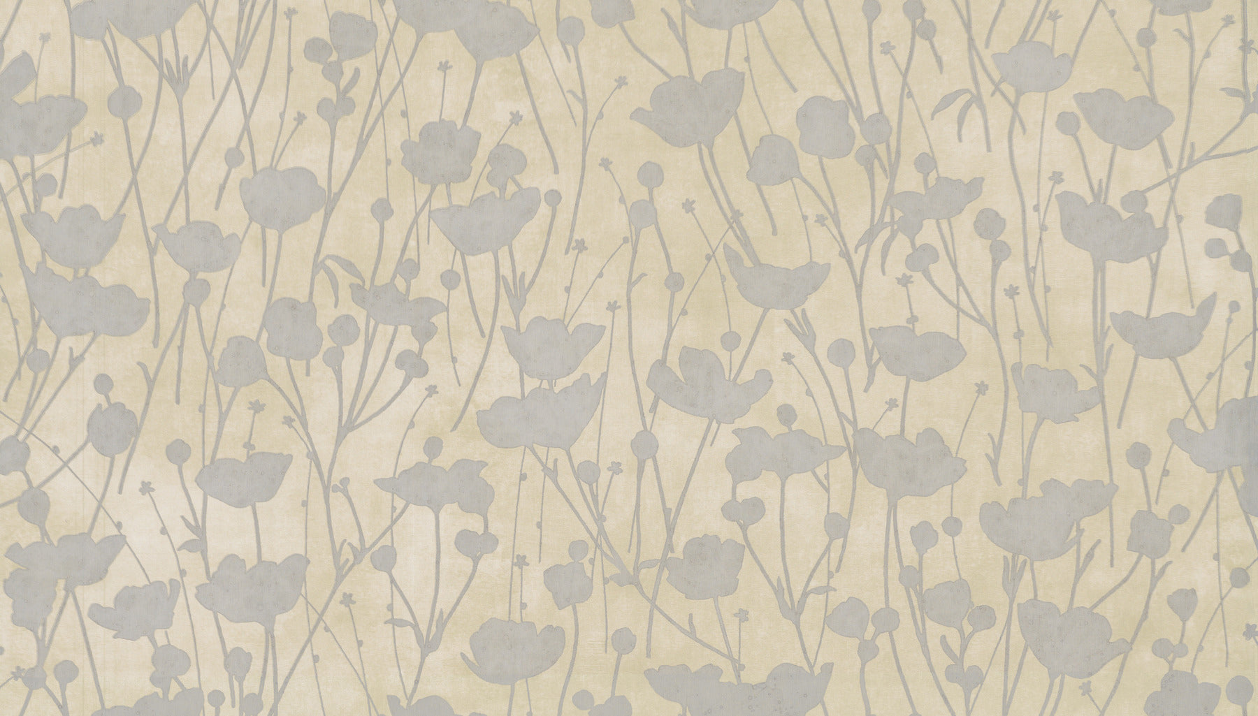 Shimmering Poppies Wallpaper Wallpaper Ronald Redding Yard Cream & Silver