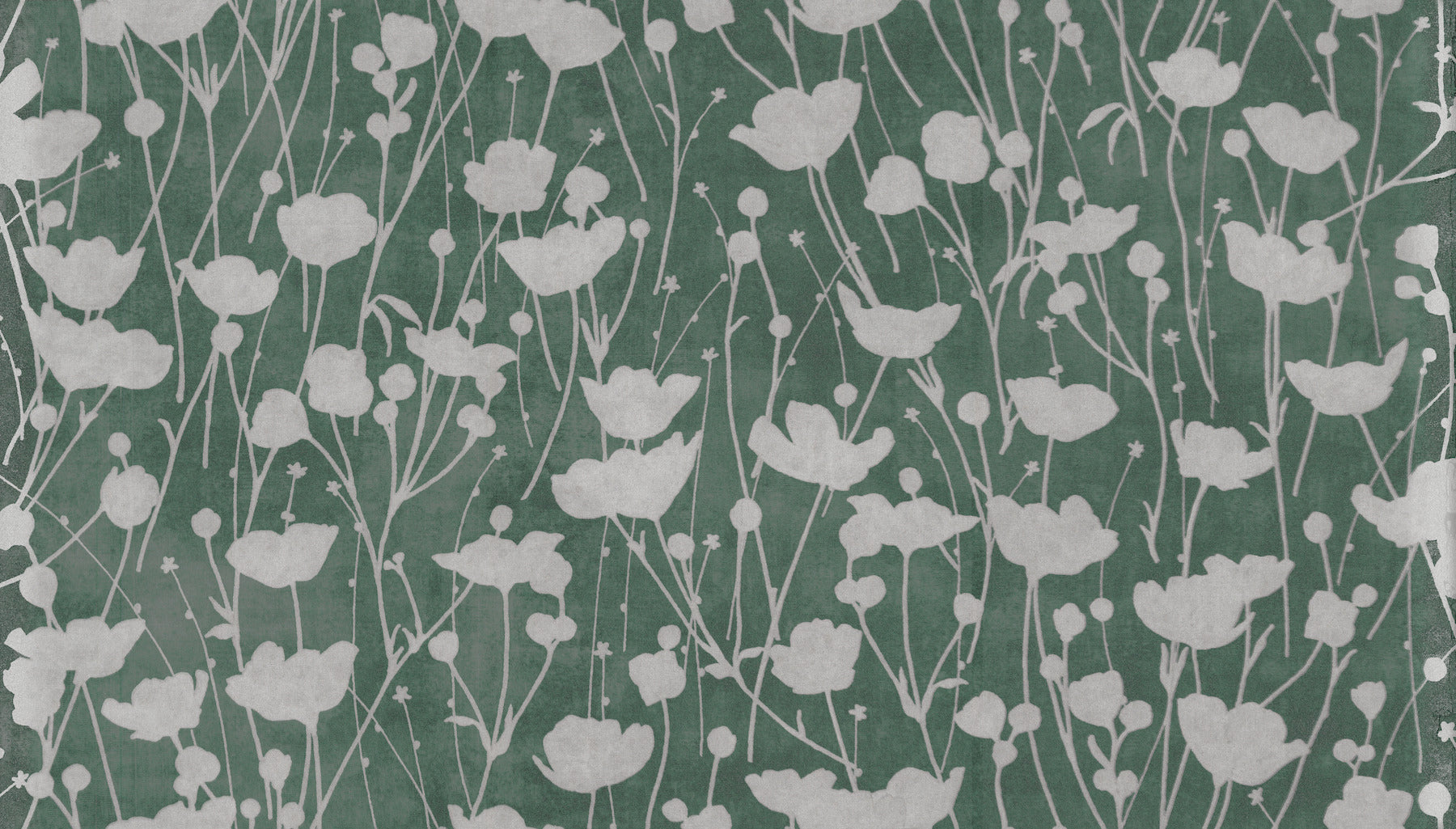 Shimmering Poppies Wallpaper Wallpaper Ronald Redding Yard Green & Silver