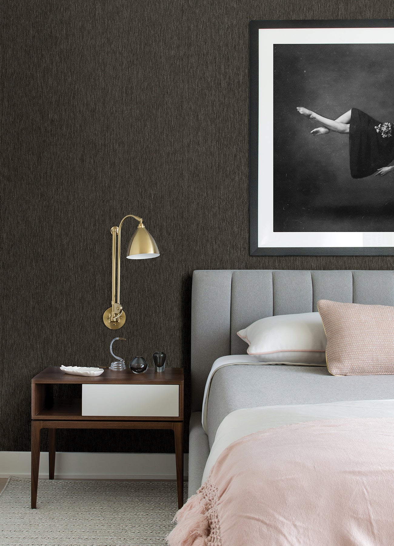 Lixue Charcoal Paper Weave Wallpaper Wallpaper A-Street Prints   