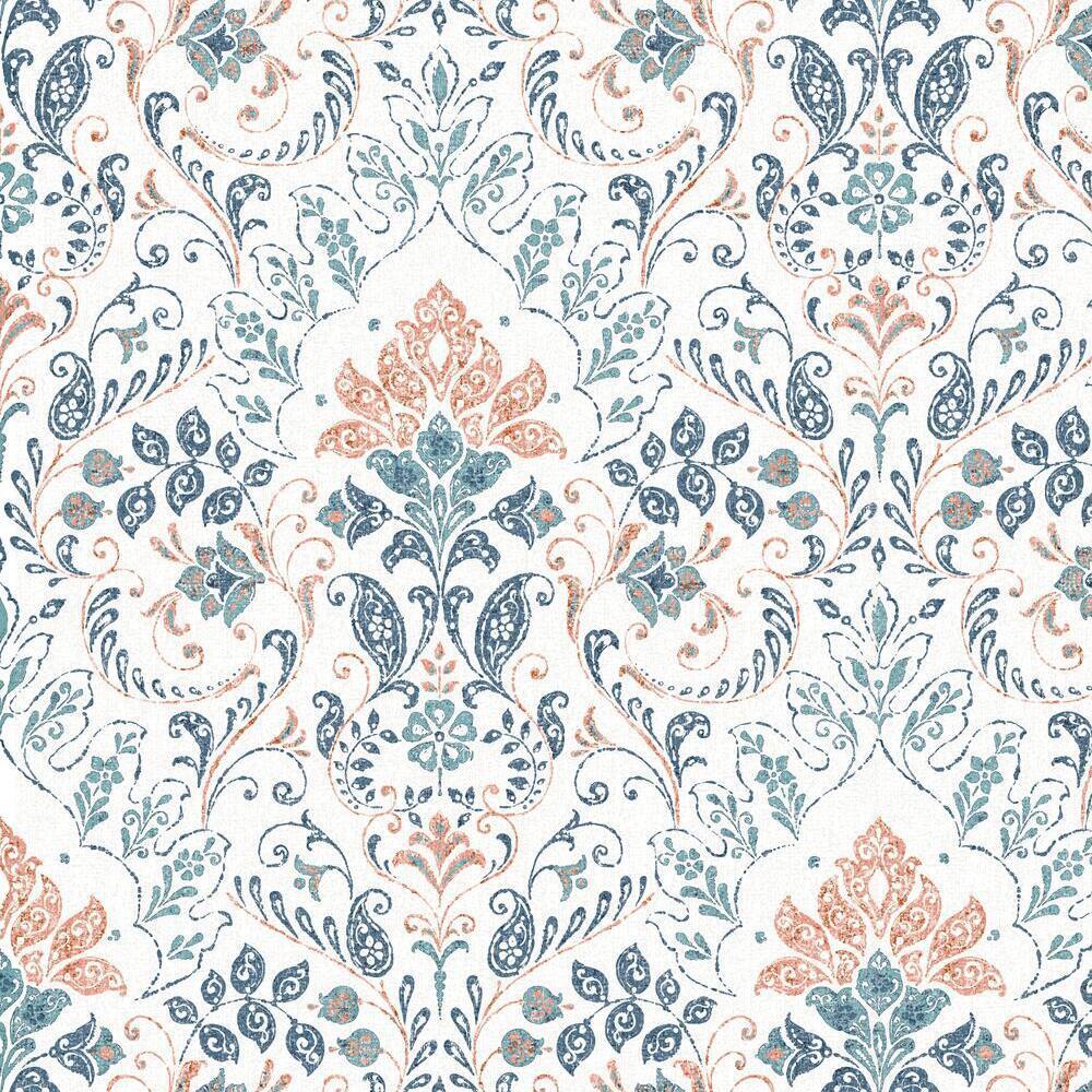 Persian Damask Peel and Stick Wallpaper Peel and Stick Wallpaper RoomMates Roll Orange 